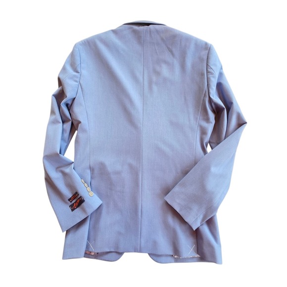 Egara Skinny Fit Suit Separates Jacket‎ Sky Blue Paisley Liner - Picture 7 of 8